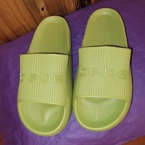 bebe Green Slide Sandals
